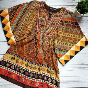 ANTHROPOLOGIE TANVI KEDIA Sumana Boho Printed Tassel Short Dress XS